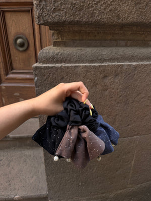 Mocha Pearl Drop Scrunchie