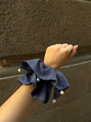 Mocha Pearl Drop Scrunchie